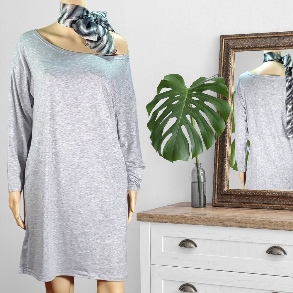 Casual Cool Shoulder Dress - Gray